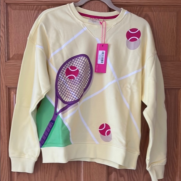 NWT Terez Yellow Tennis Graphic Sweatshirt Oversized Small - Picture 1 of 4
